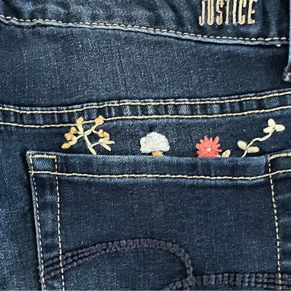 Hand Embroidered Girls Justice Stretch Denim Shorts - Picture 5 of 8